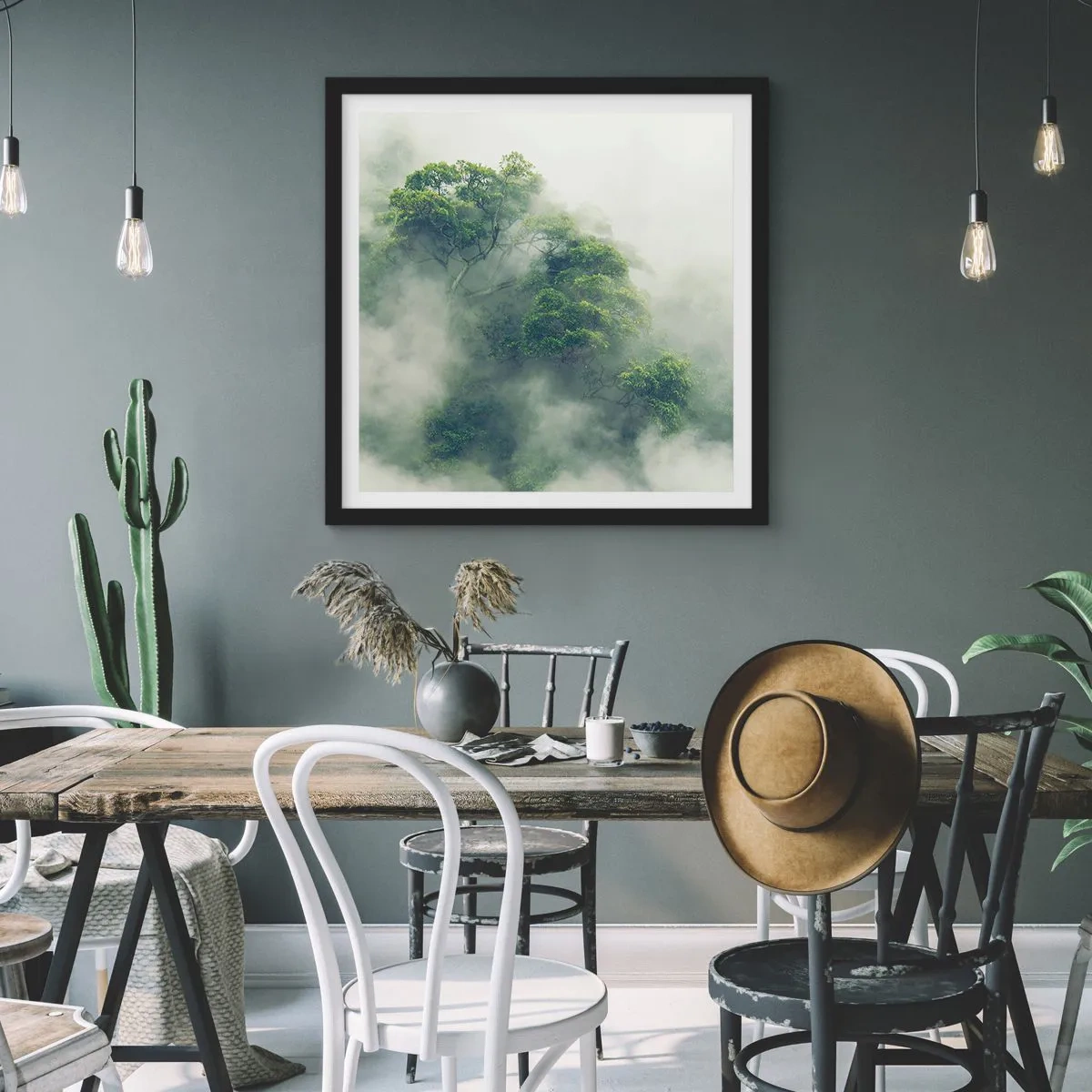 Plagát v čiernom ráme - Zahalené hmlou - 60x60 cm