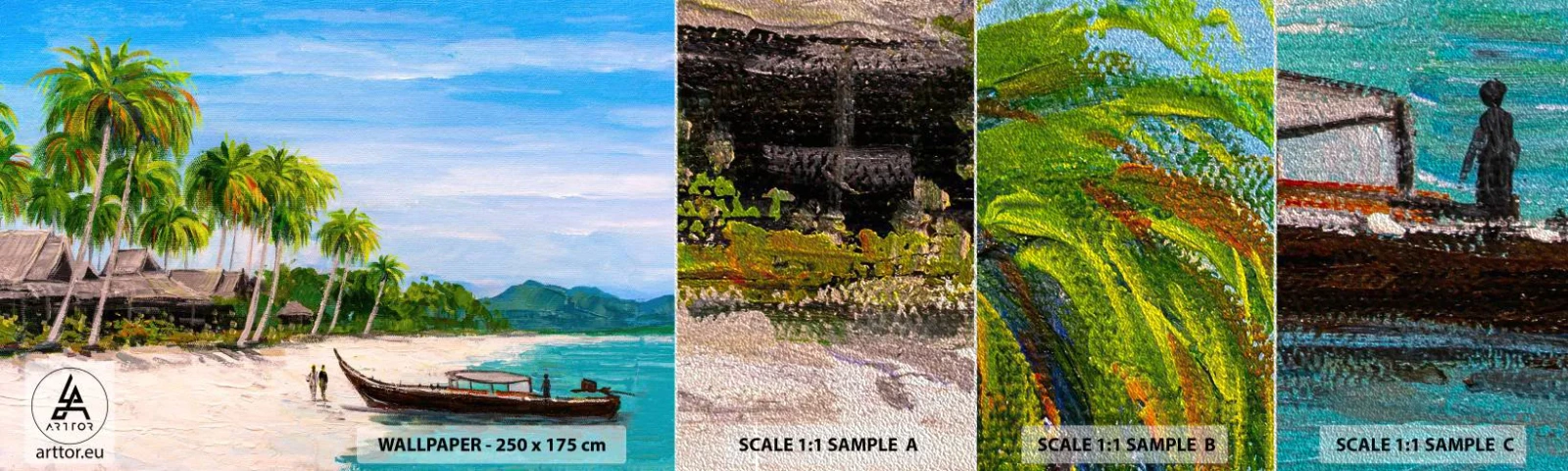 Vzorka fototapety Premium Sand - Exotický sen - Pláž, Exotika, palmy - 100x30 cm