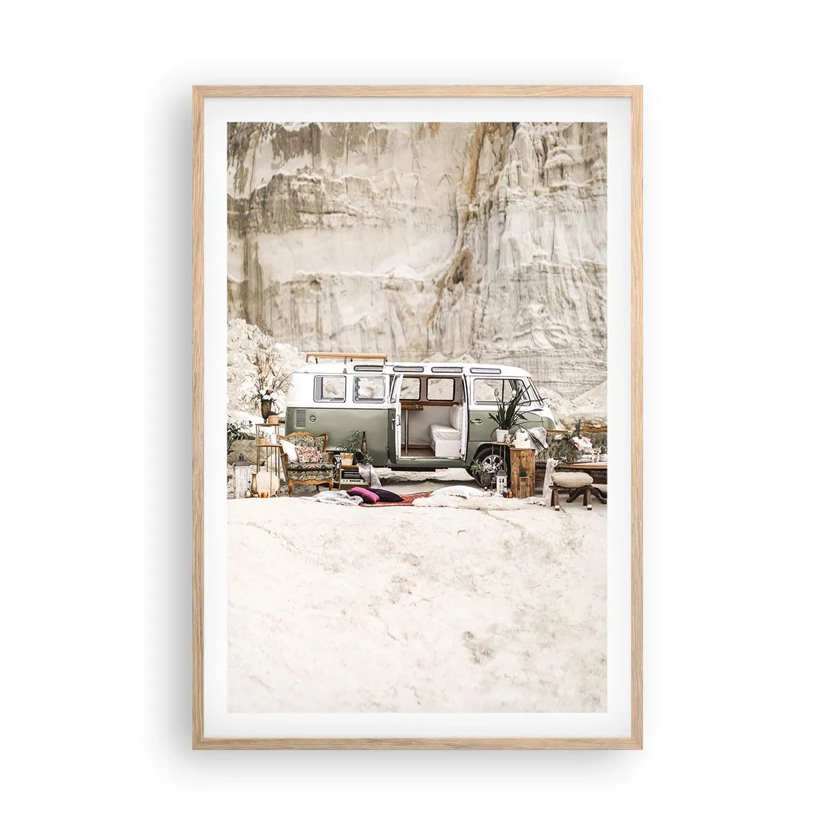 Plagát v ráme zo svetlého duba - Cesta práve začína - 61x91 cm