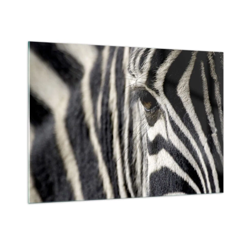 Obraz na skle - Portrét s pruhmi - 100x70 cm