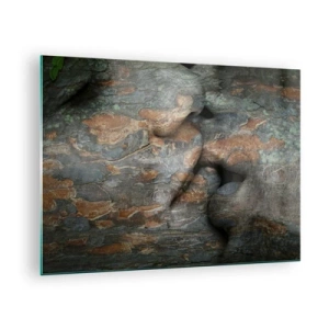 Obraz na skle - Tváre zapustené do textúry stromovej kôry - 70x50cm - Navždy spolu - Moderná nástenná dekorácia do obývacej izby a spálne ARTTOR