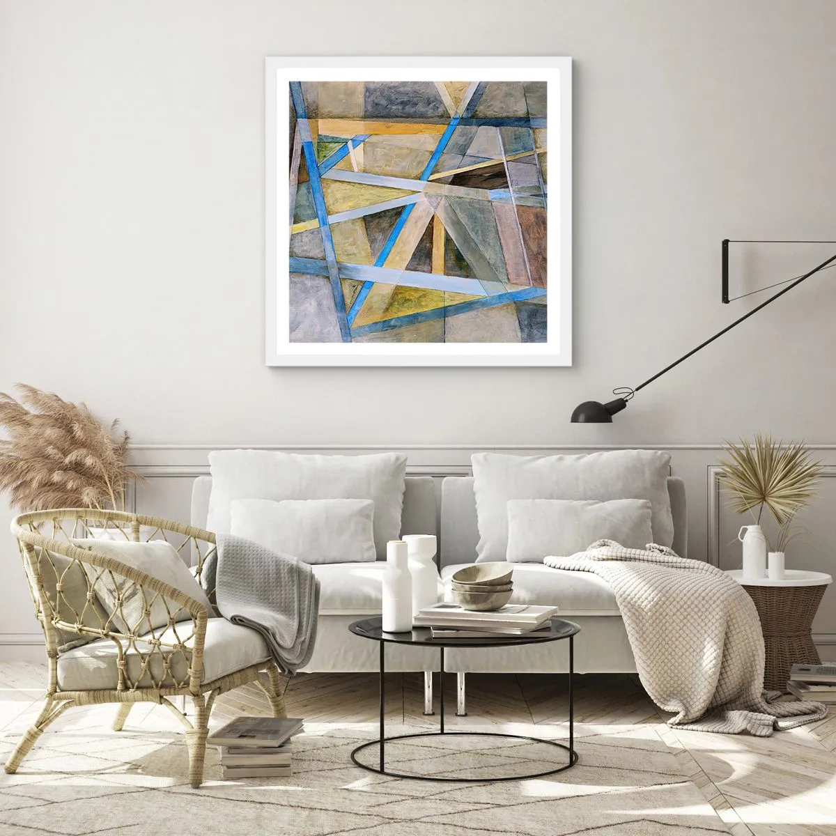 Plagát v bielom ráme - Priamo alebo diagonálne? - 30x30 cm