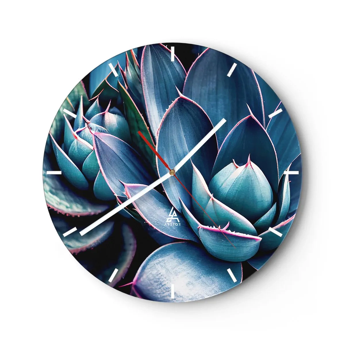 Nástenné hodiny - Luxusné rozety sukulentov v odtieňoch tyrkysovej a fialovej - 30x30cm - Vitálna sila - Moderná nástenná dekorácia do obývacej izby, kuchyne a spálne ARTTOR
