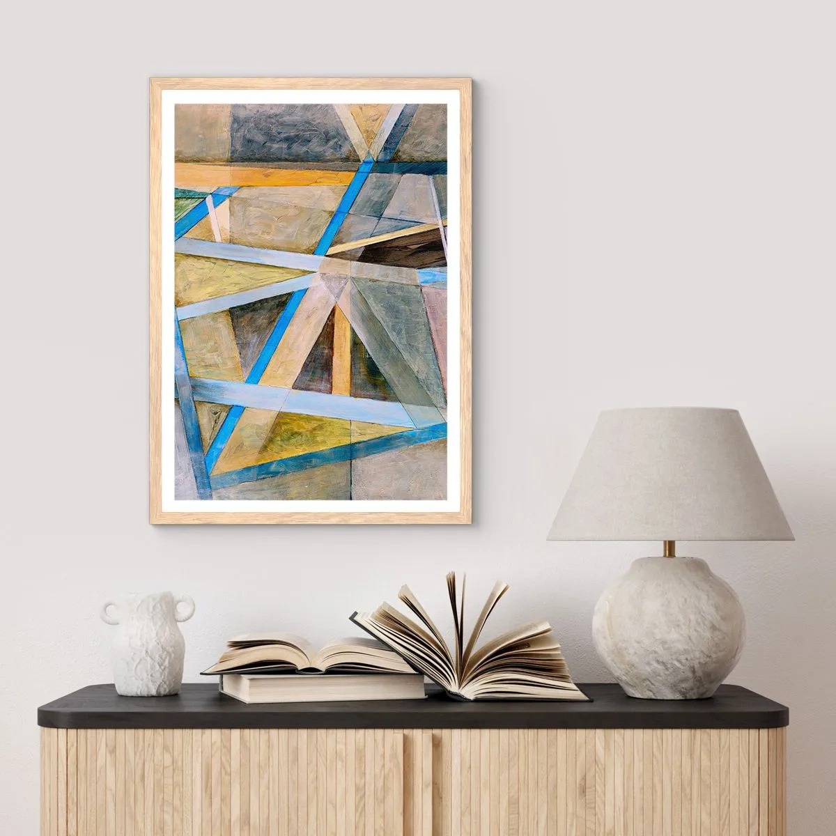 Plagát v ráme zo svetlého duba - Priamo alebo diagonálne? - 61x91 cm