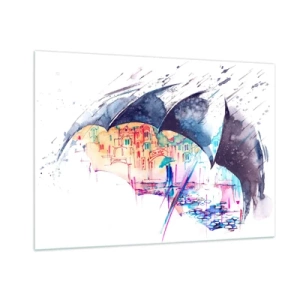 Obraz na skle - Prechádzka v daždi - 100x70 cm