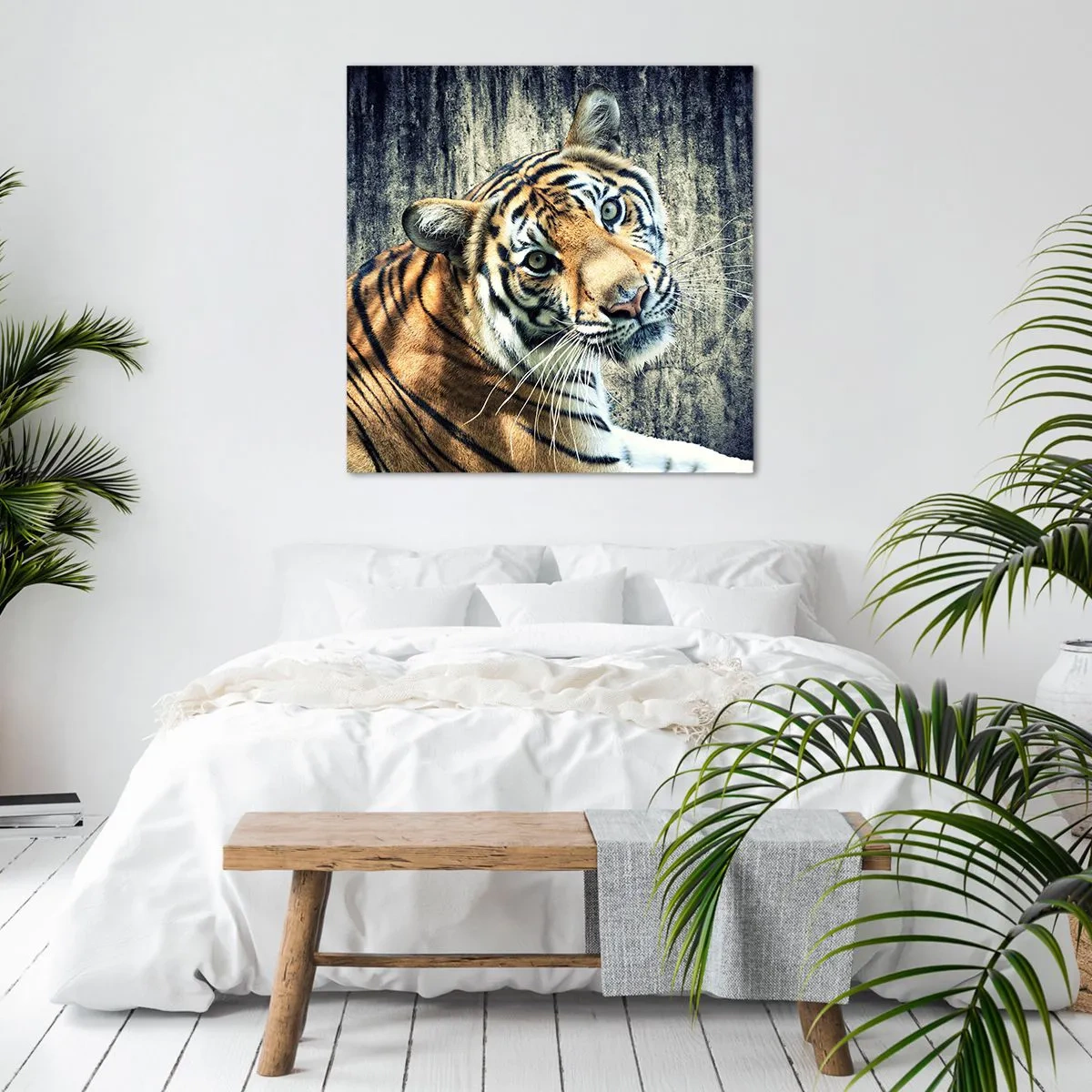 Obraz na plátne - Portrét v prameňoch svetla - 60x60 cm