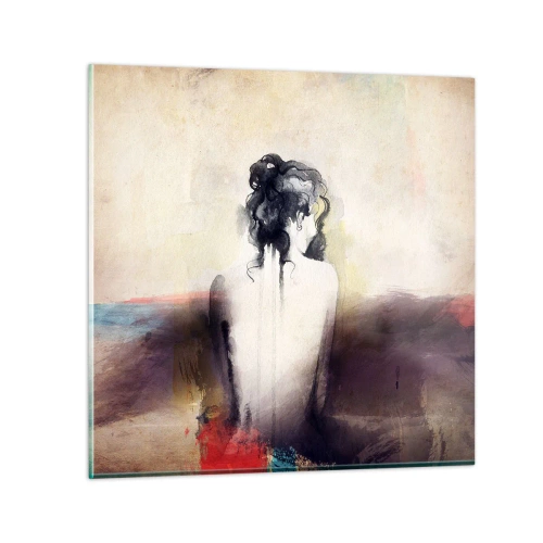 Obraz na skle - Jemné línie, oválne tvary - 50x50 cm