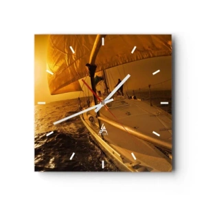 Nástenné hodiny - Zlatý večer po viacfarebnom dni - 40x40 cm