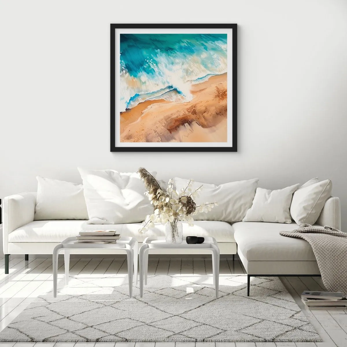 Plagát v čiernom ráme - Vlna, ktorá sa vracia - 40x40 cm