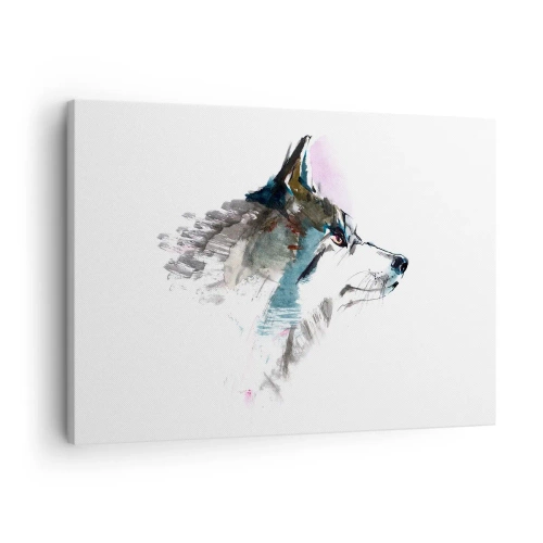 Obraz na plátne - Akvarelový vlk v minimalistickom štýle - 70x50cm - My o vlku - Moderná nástenná dekorácia do obývacej izby a spálne ARTTOR