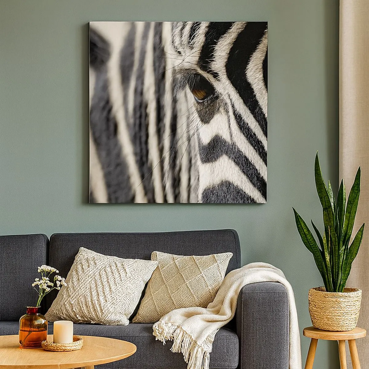 Obraz na plátne - Portrét s pruhmi - 30x30 cm