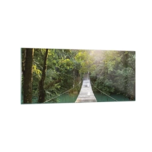 Obraz na skle - Nad azúrovou vodou do azúrového lesa - 120x50 cm