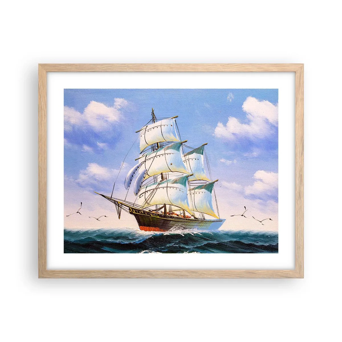 Plagát v ráme zo svetlého duba - Hrdo s vetrom - 50x40 cm