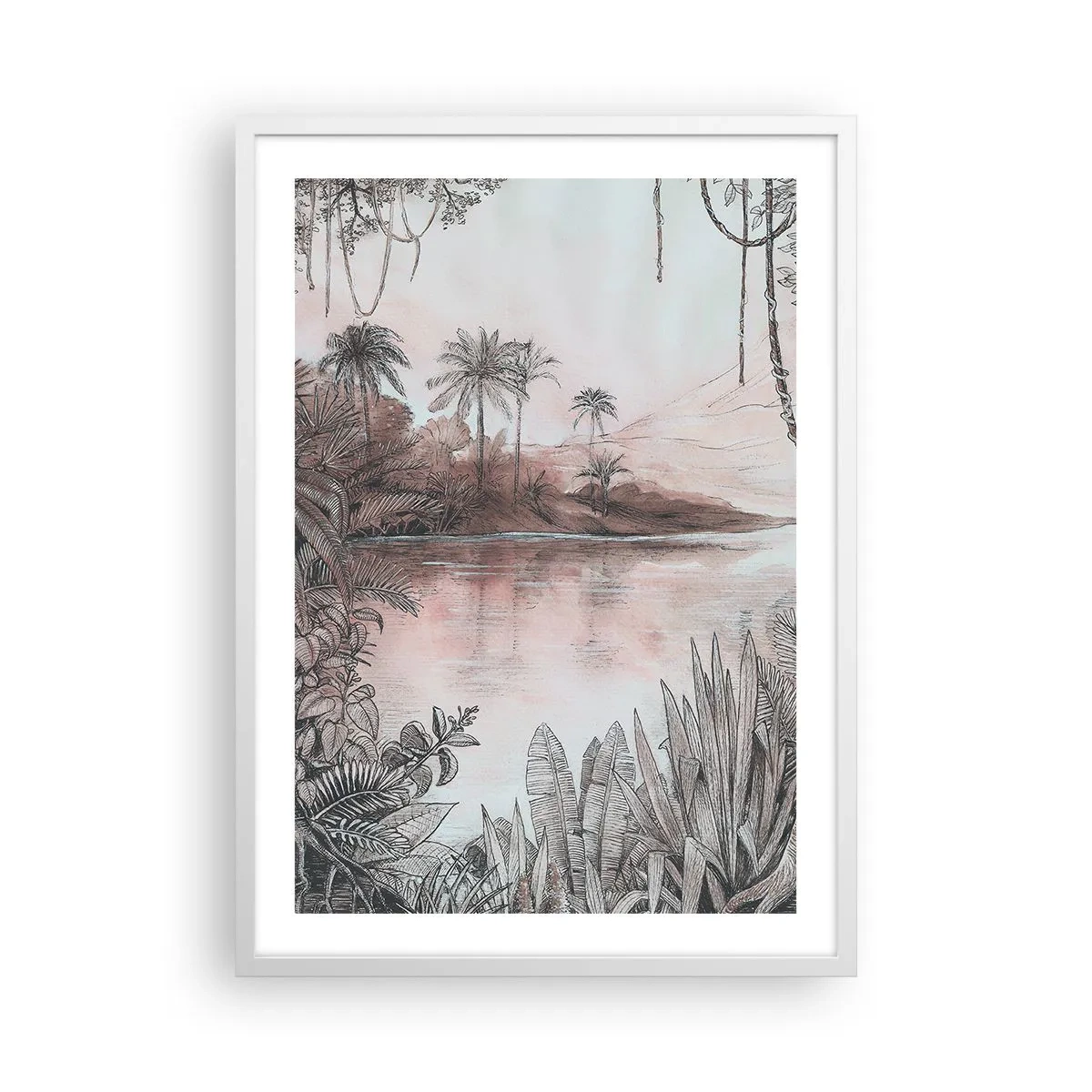 Plagát v bielom ráme - Denník cestovateľa z 19. storočia - 50x70 cm