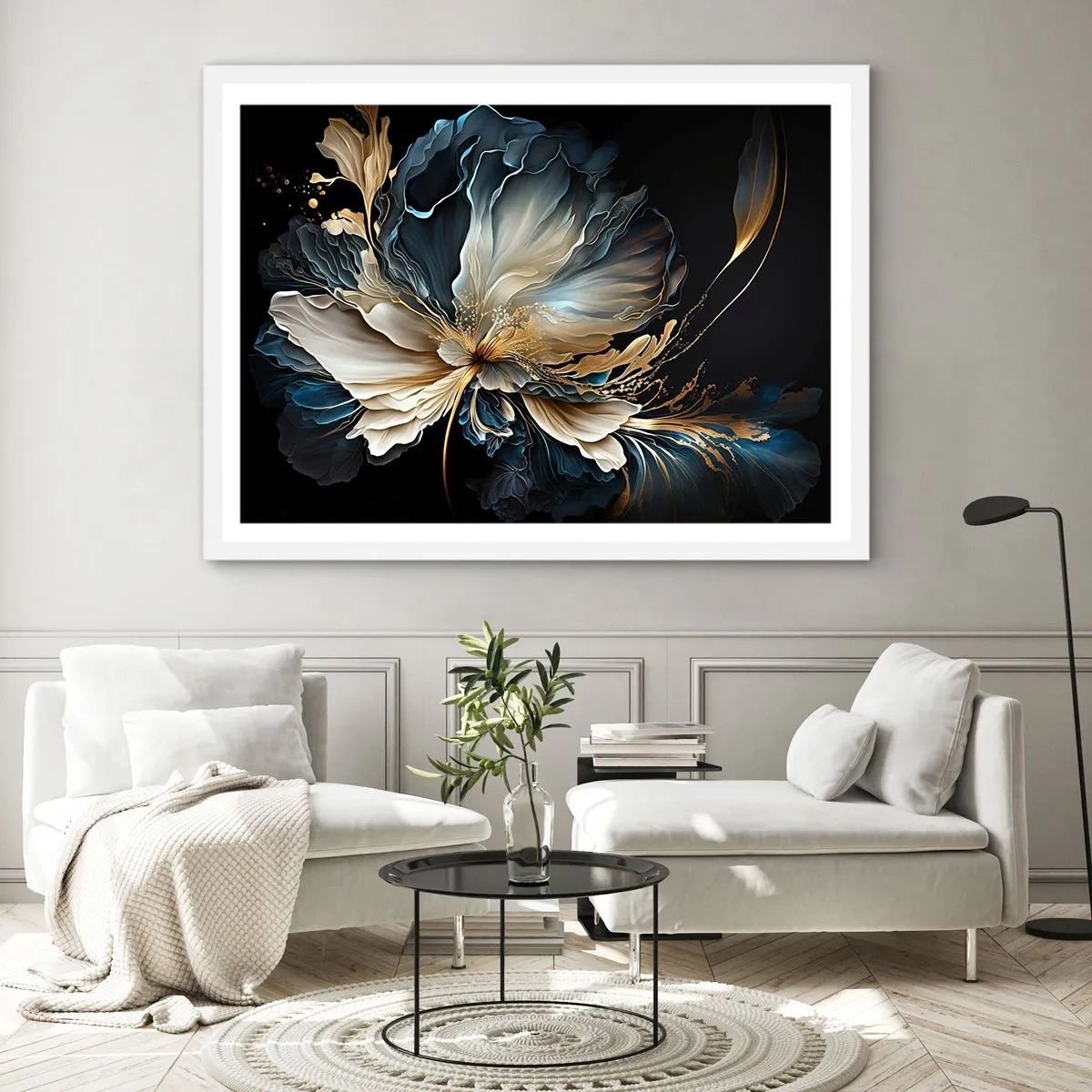 Plagát v bielom ráme - Rozprávkový kvet papradia - 50x40 cm