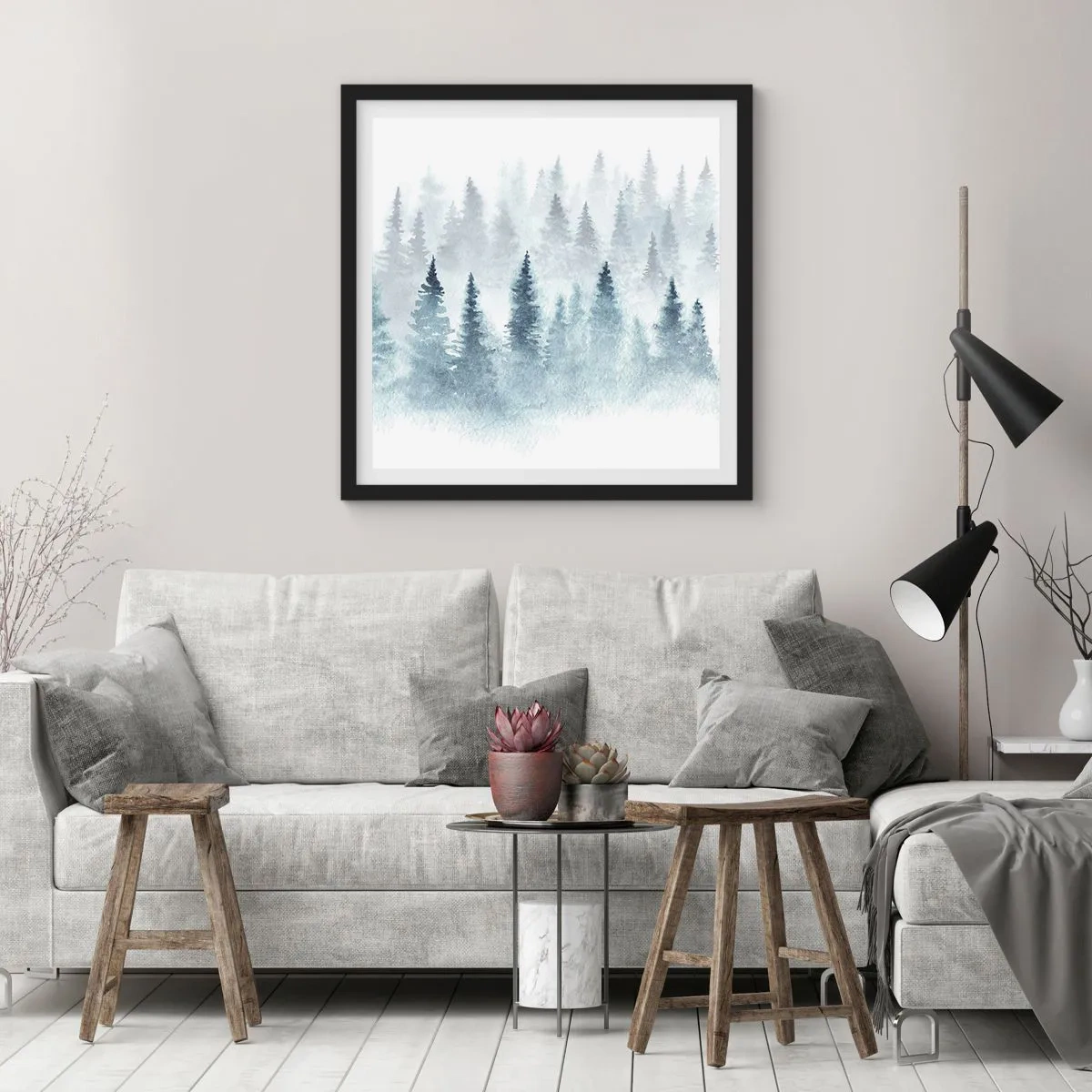 Plagát v čiernom ráme - Zahalené hmlou - 60x60 cm