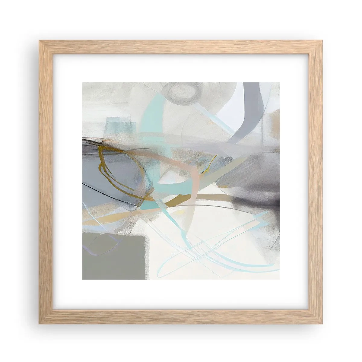 Plagát v ráme zo svetlého duba - Hmlistá abstrakcia - 30x30 cm
