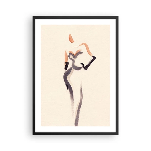 Plagát v čiernom ráme - Minimalistická ženská silueta - 50x70cm - Zo zlatých rokov Hollywoodu - Moderná nástenná dekorácia do obývacej izby a spálne ARTTOR
