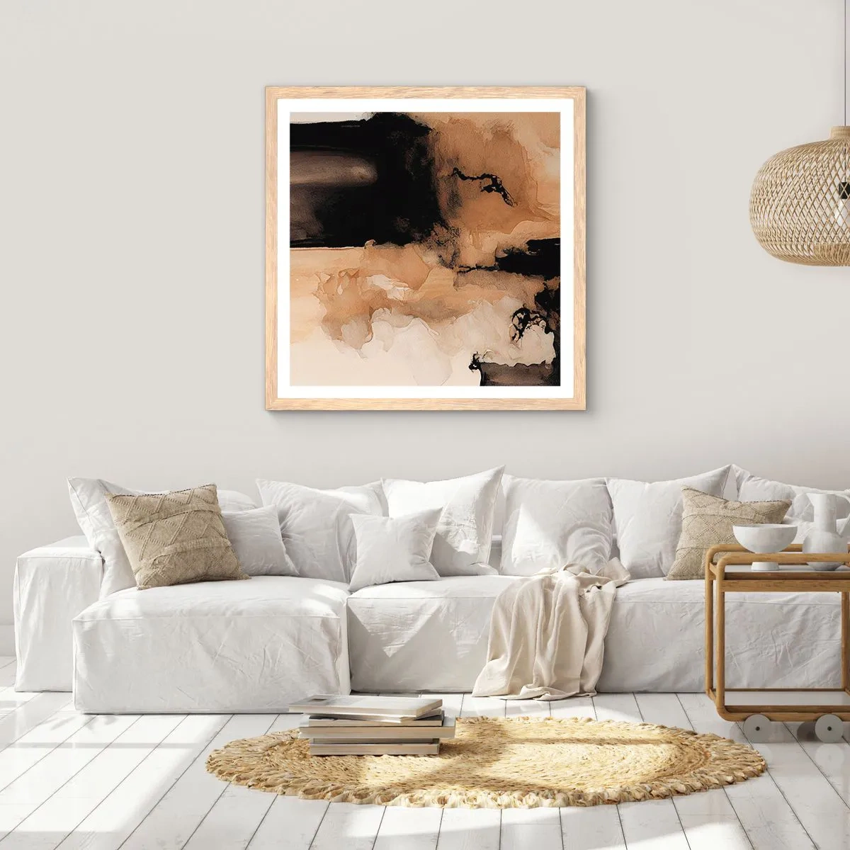 Plagát v ráme zo svetlého duba - Pútavá abstrakcia - 30x30 cm