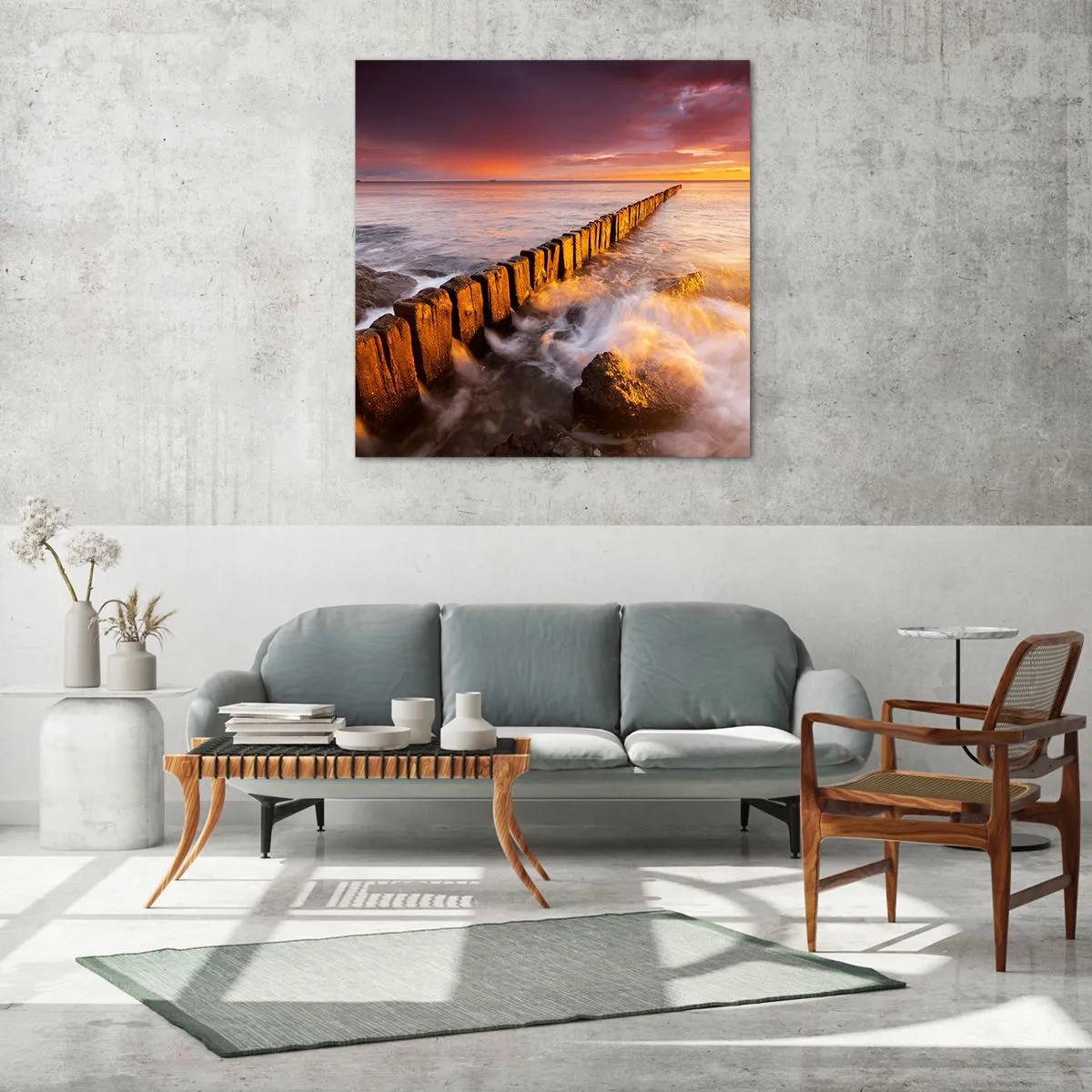 Obraz na skle - Jemnosť vĺn - 70x70 cm