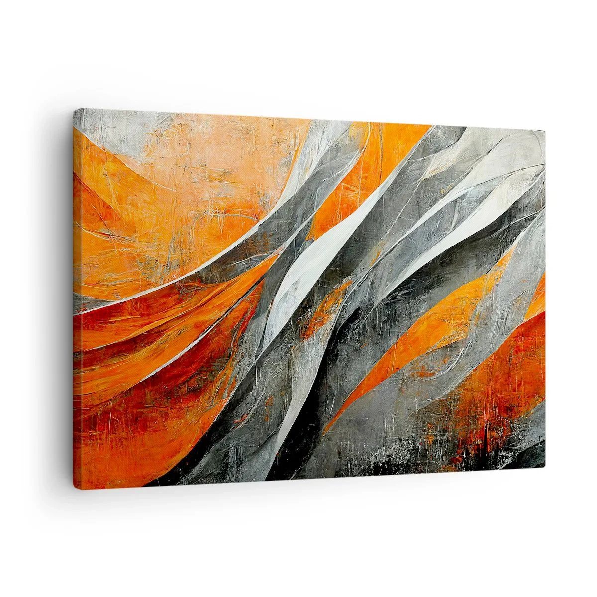 Obraz na plátne - Abstraktné čiary v odtieňoch oranžovej a sivej - 70x50cm - Žiar a chlad - Moderná nástenná dekorácia do obývacej izby a spálne ARTTOR