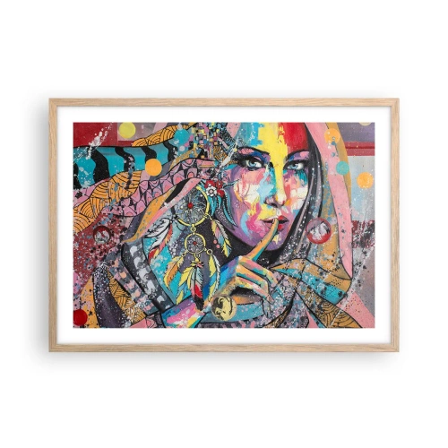 Plagát v ráme zo svetlého duba - Mlč, než pochopíš - 70x50 cm