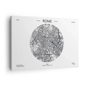 Obraz na plátne - Mapa Ríma v minimalistickom, čiernobielom štýle - 70x50cm - Anatómia Ríma - Moderná nástenná dekorácia do obývacej izby a spálne ARTTOR