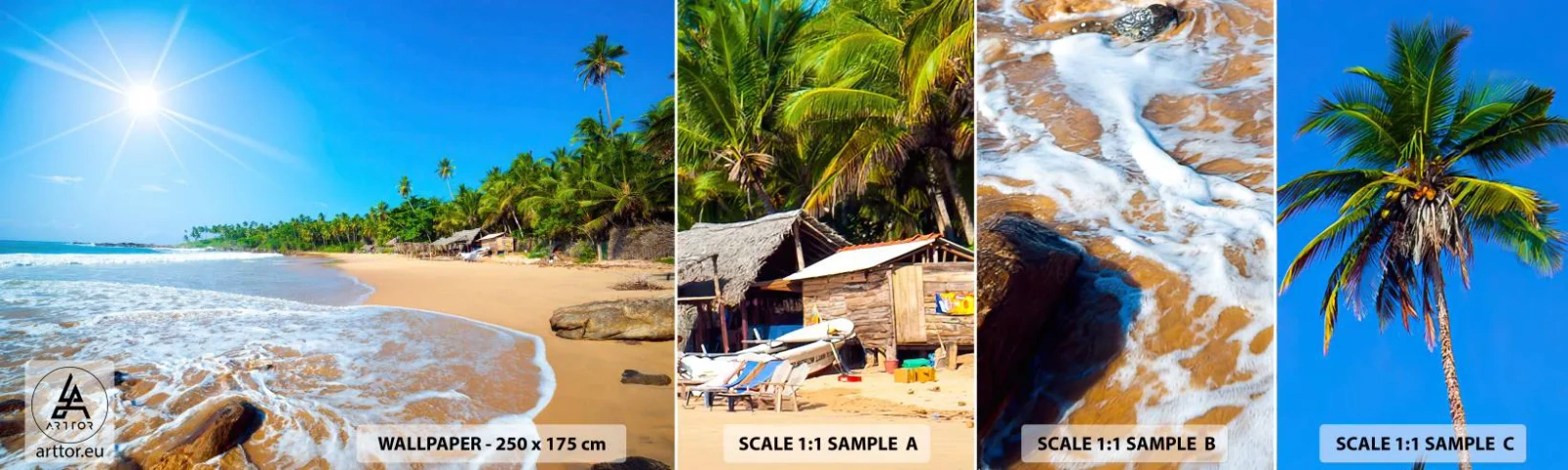 Vzorka samolepiacej fototapety Deluxe Sticker - Exotické miesto pre teba - Krajina, More, Rajská pláž - 100x30 cm
