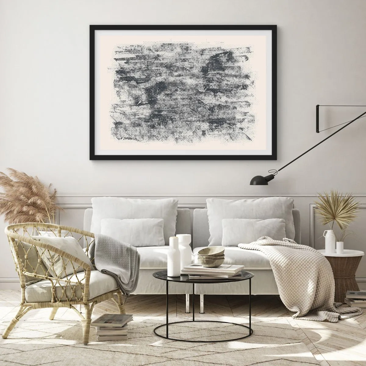 Plagát v čiernom ráme - Hmlistá kompozícia - 100x70 cm