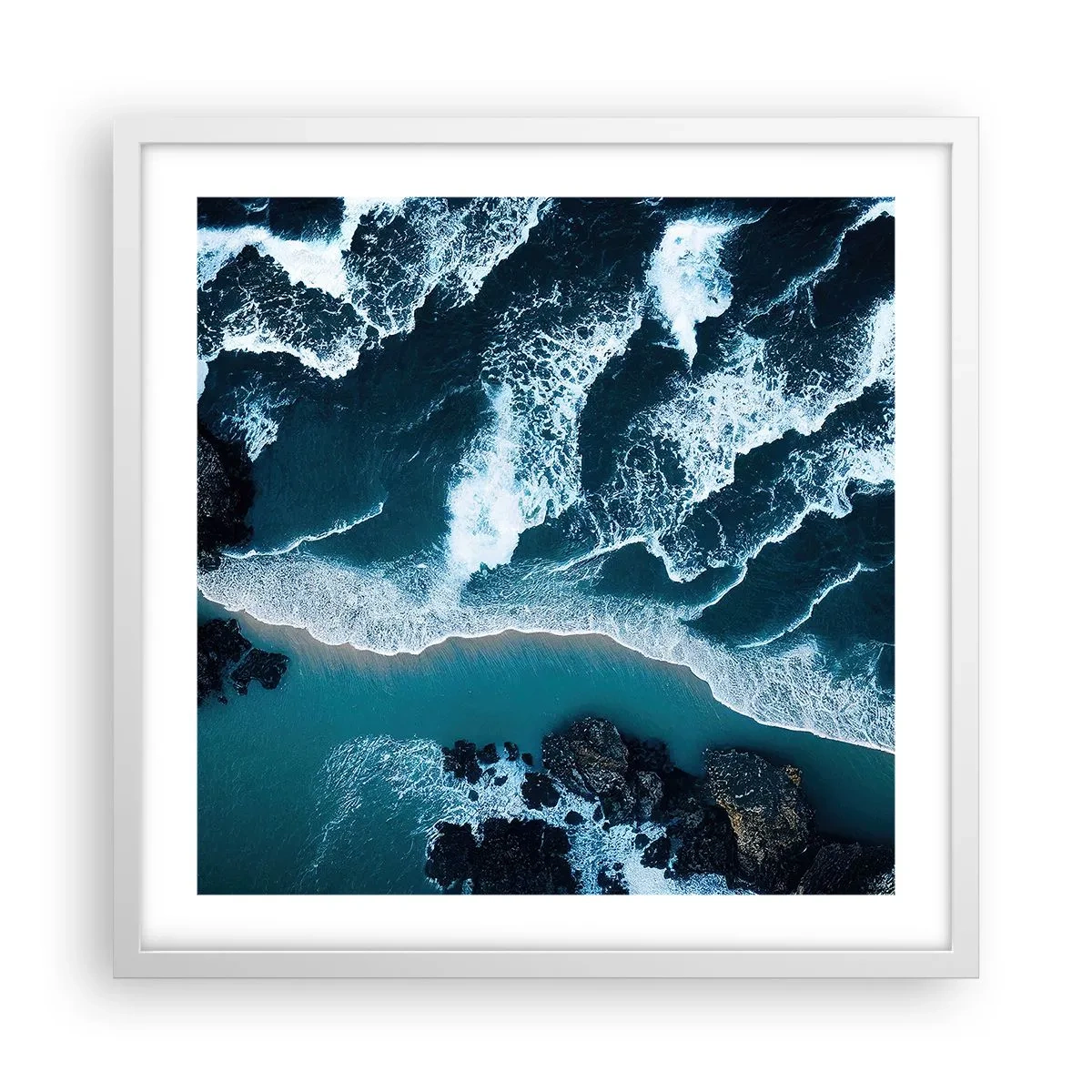 Plagát v bielom ráme - Zahalené do vĺn - 50x50 cm