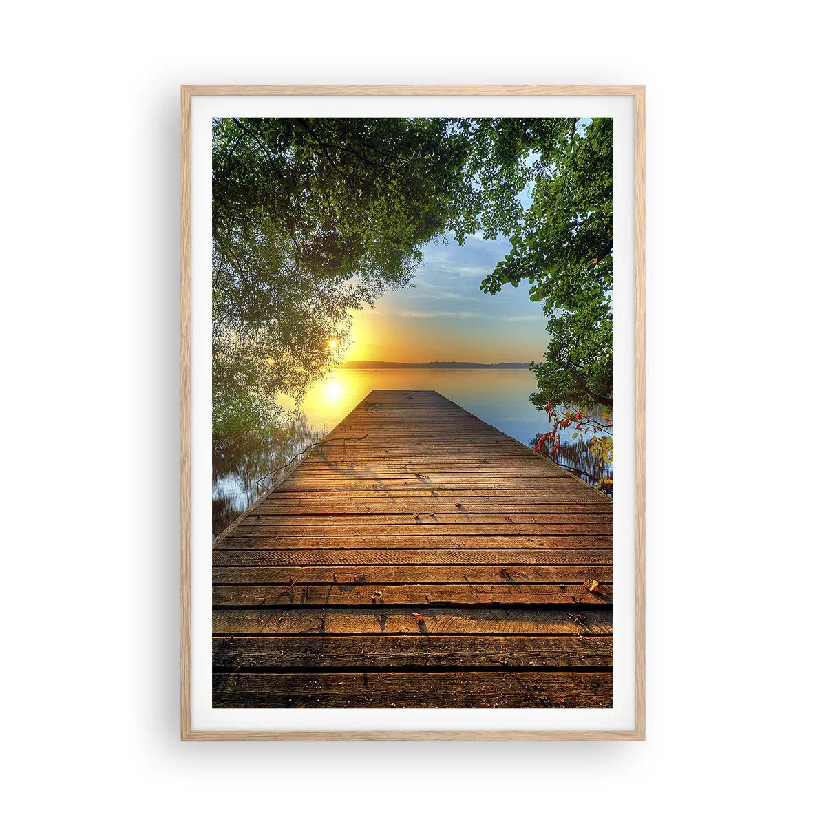 Plagát v ráme zo svetlého duba - Neponáhľaj sa, posaď sa - 70x100 cm