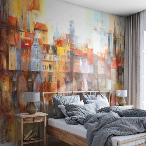 Fototapeta Standard Eco - Malebná panoráma mesta s mostom odrážajúcim sa vo vode - 100x70cm - Pod mostom je tiež krásne - Moderná nástenná dekorácia do obývacej izby a spálne ARTTOR