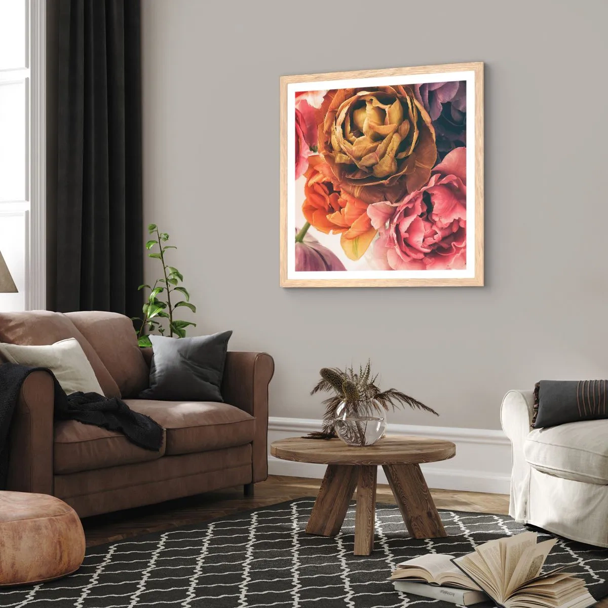 Plagát v ráme zo svetlého duba - Oslava života - 40x40 cm