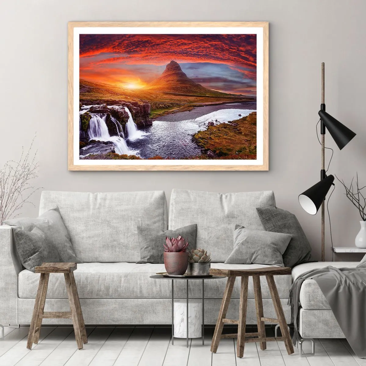 Plagát v ráme zo svetlého duba - Pohľad na Stredozem - 100x70 cm