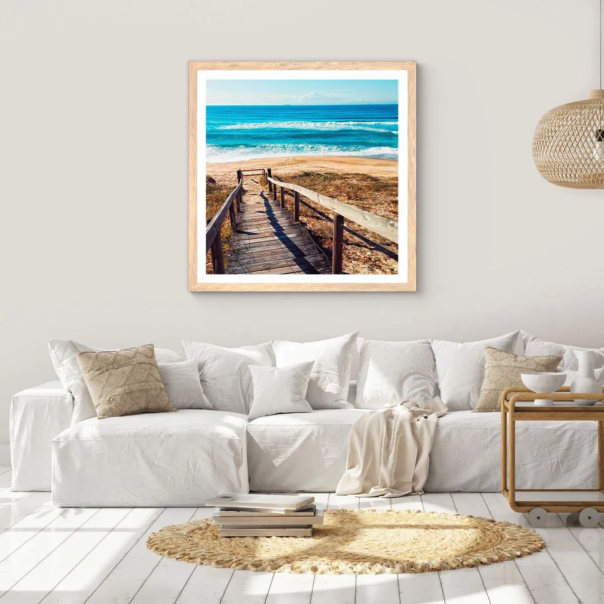 Plagát v ráme zo svetlého duba - Bež! - 30x30 cm