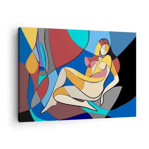 Obraz na plátne - Farebný akt v kubistickom štýle - 70x50cm - Kubistický akt - Moderná nástenná dekorácia do obývacej izby a spálne ARTTOR