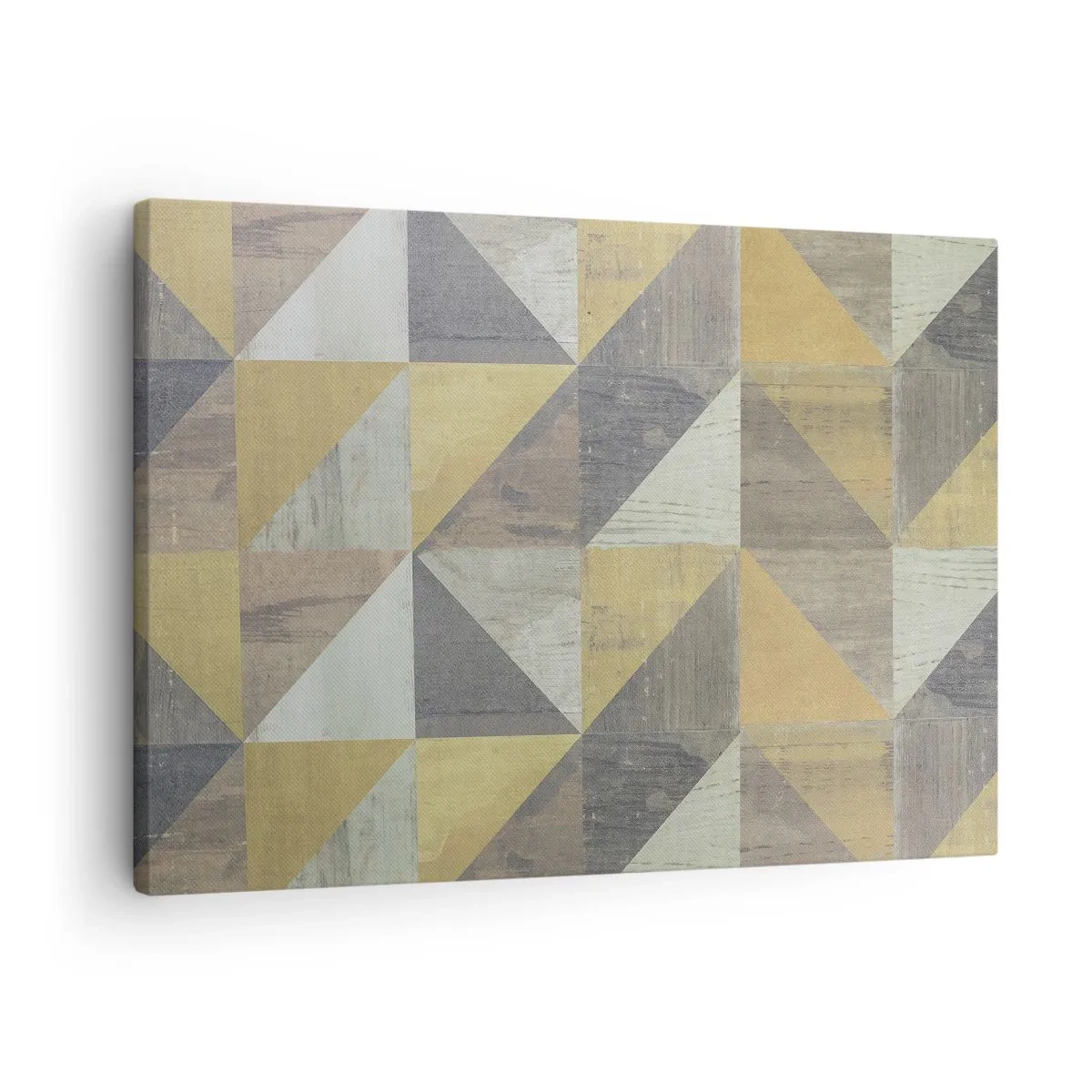 Obraz na plátne - Geometrická kompozícia trojuholníkov v zemitých odtieňoch - 70x50cm - V uhle trojuholníka - Moderná nástenná dekorácia do obývacej izby a spálne ARTTOR