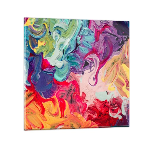 Obraz na skle - Zrodenie farieb - 30x30 cm