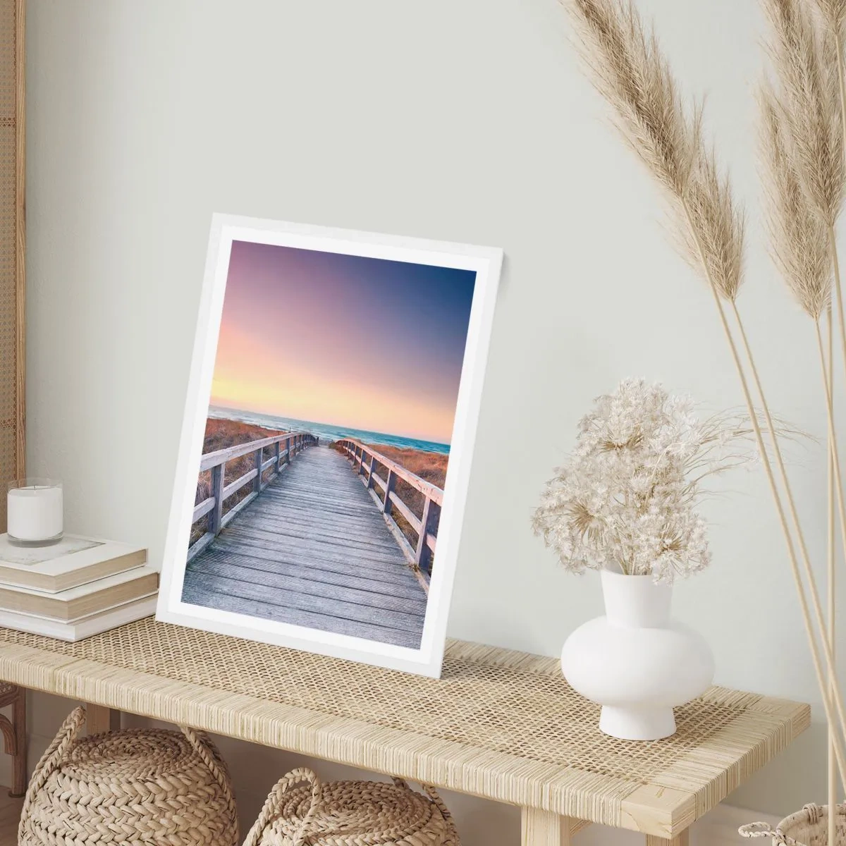 Plagát v bielom ráme - Baltská večerná polárna žiara - 40x50 cm