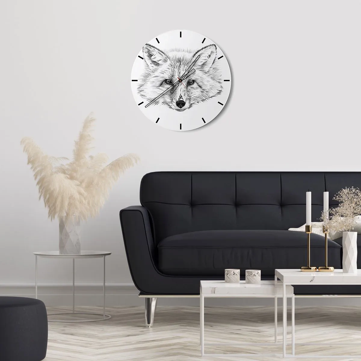 Nástenné hodiny - Presná kresba líščích očí na bielom pozadí - 30x30cm - Môžu tieto oči klamať? - Moderná nástenná dekorácia do obývacej izby, kuchyne a spálne ARTTOR