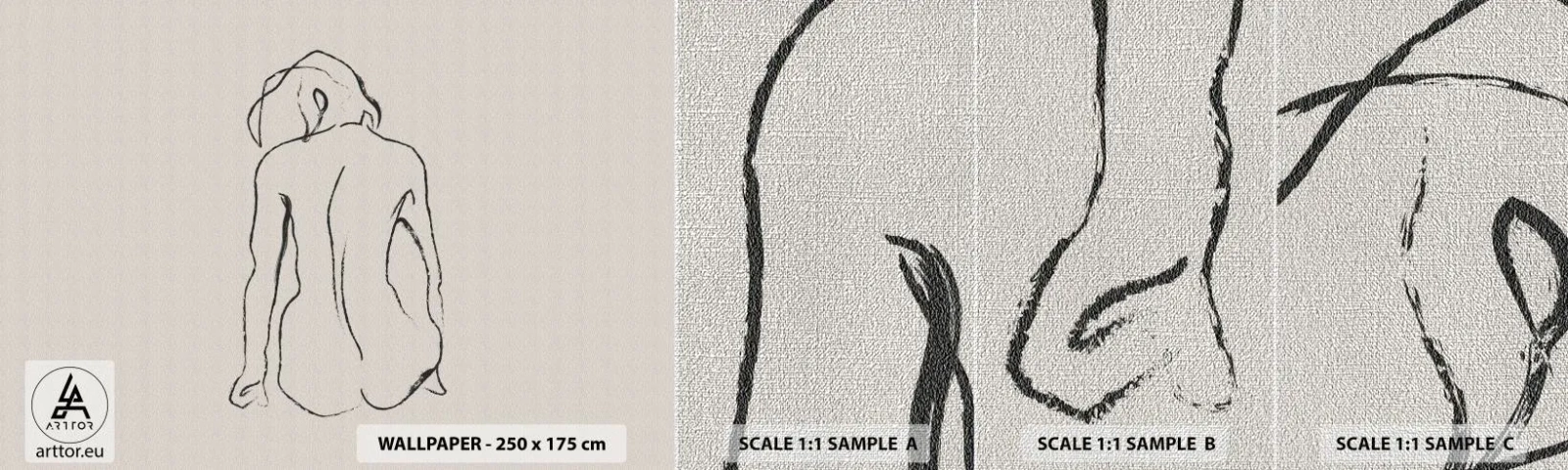 Vzorka fototapety Premium Canvas - Dievčenský akt - zák, Linka, Kreslenie - 100x30 cm