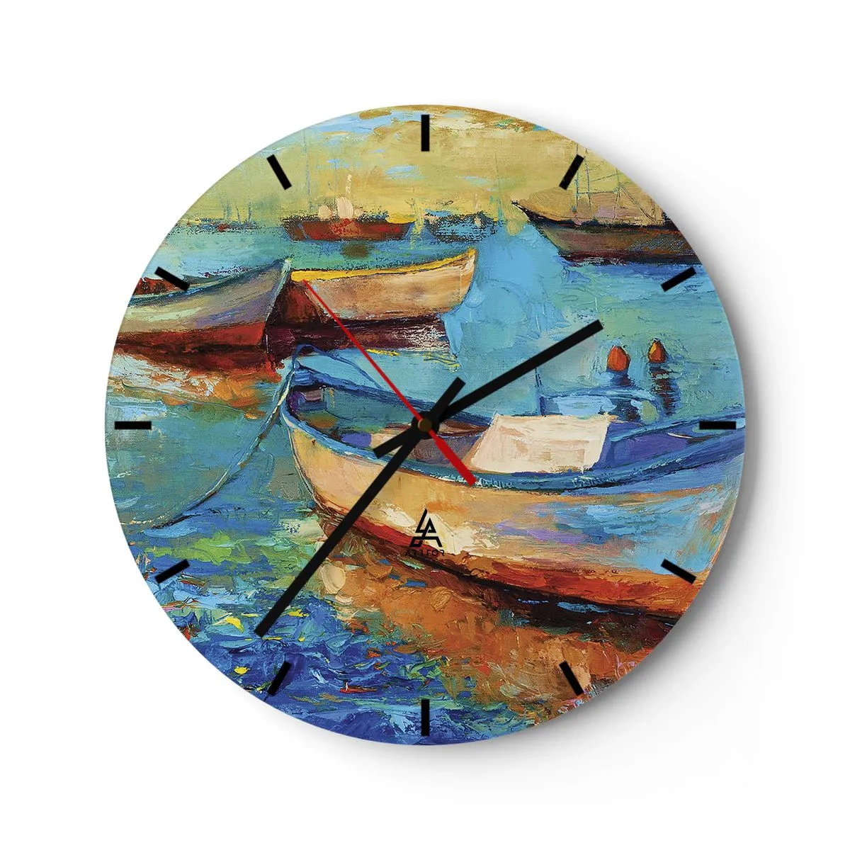 Nástenné hodiny - Farebné lode na pokojnej vode - 30x30cm - V južnom zálive - Moderná nástenná dekorácia do obývacej izby, kuchyne a spálne ARTTOR