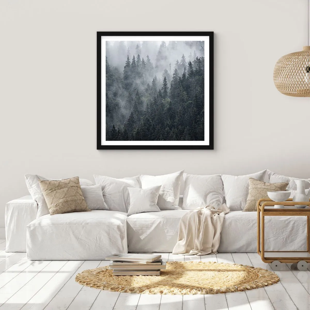 Plagát v čiernom ráme - Lesné svitania - 60x60 cm