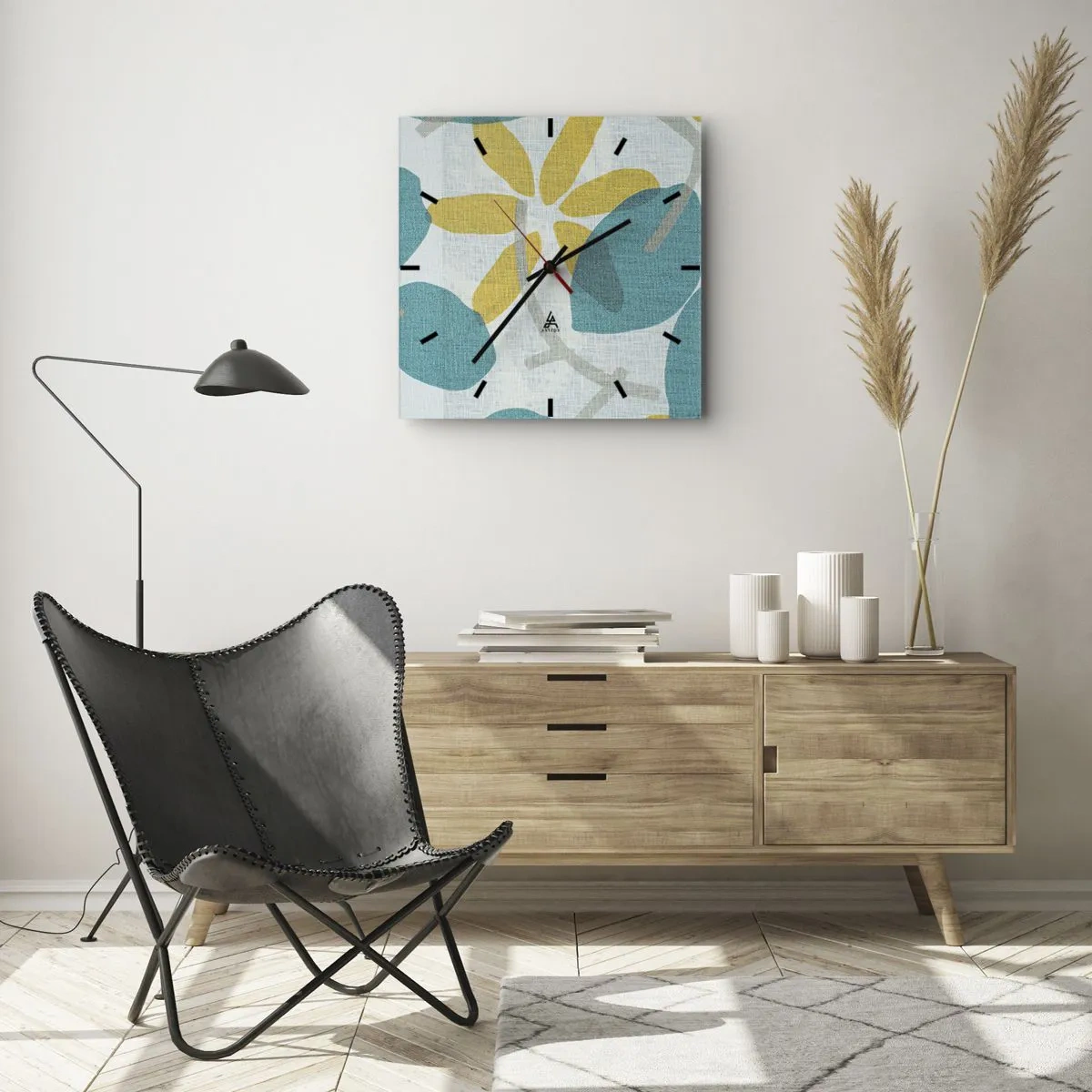 Nástenné hodiny - Medzi azúrovými listami - 30x30 cm