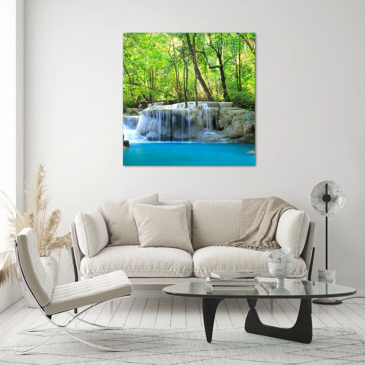 Obraz na skle - Utopiť v tyrkyse a zeleni - 60x60 cm