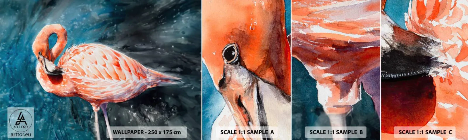 Vzorka Fototapeta Standard Eco - Dekoratívne od prírody - Flamingo, Vták, Príroda - 100x30 cm