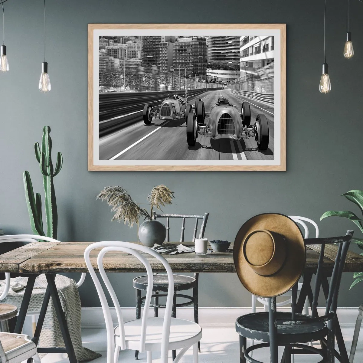 Plagát v ráme zo svetlého duba - Kedysi dávno v Monte Carle - 100x70 cm