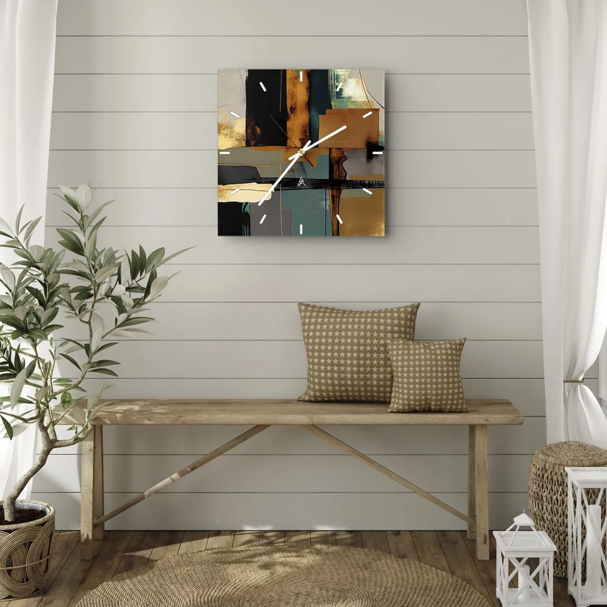 Nástenné hodiny - Abstrakcia – svetlo a tieň - 40x40 cm