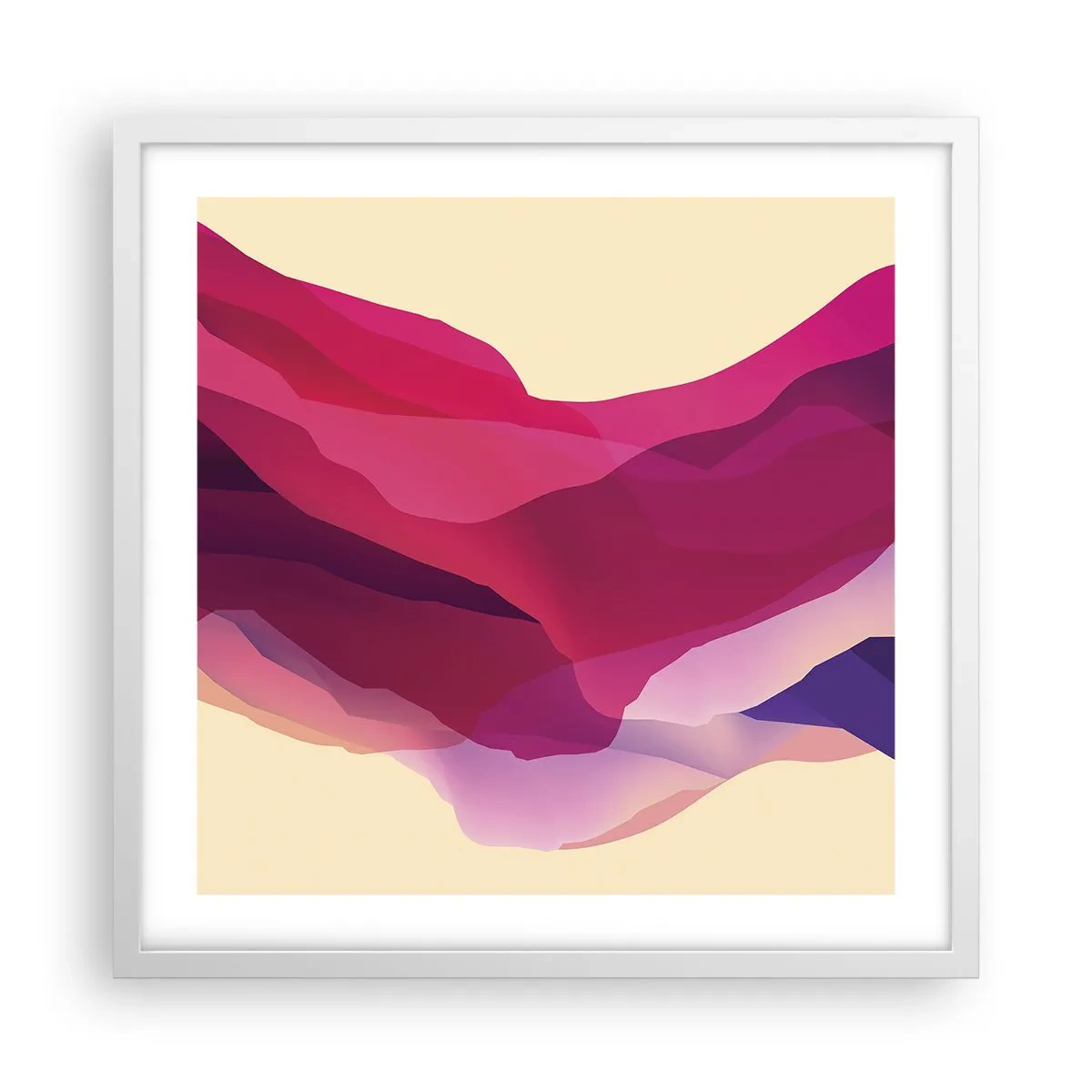 Plagát v bielom ráme - Fialové vlny - 50x50 cm