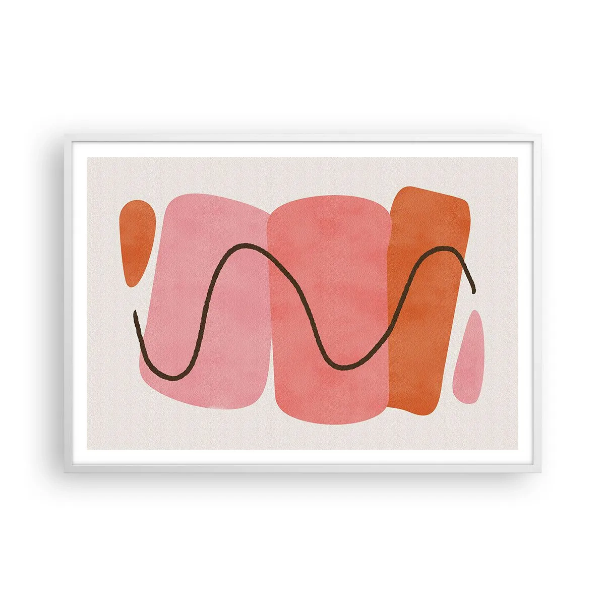 Plagát v bielom ráme - Jemný pohyb foriem - 100x70 cm